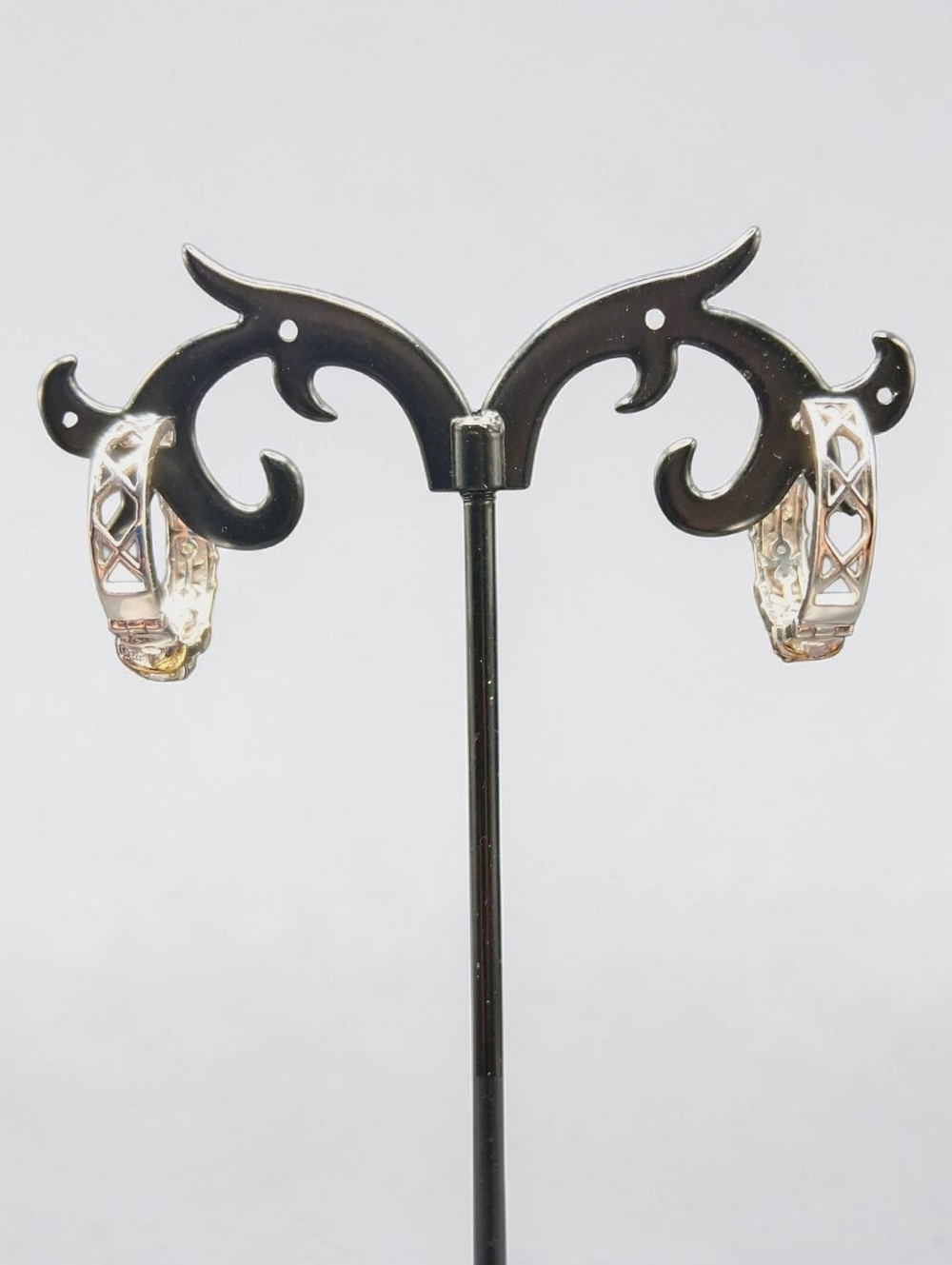 🔥Moissanite Hoop Earrings in 14K Gold & Platinum Over Sterling Silver 1.25 ctw - Picture 3 of 5